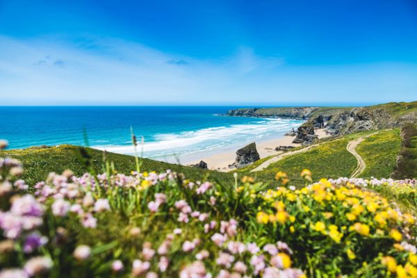 Bedruthan steps on the North coast of Cornwall
