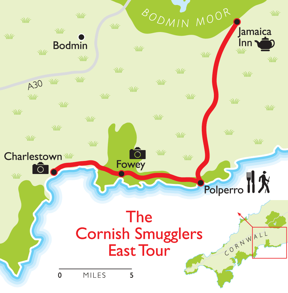 Map of the Cornish Smuggler’s East Tour