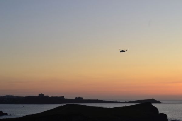 sea king helicopter over Newquay