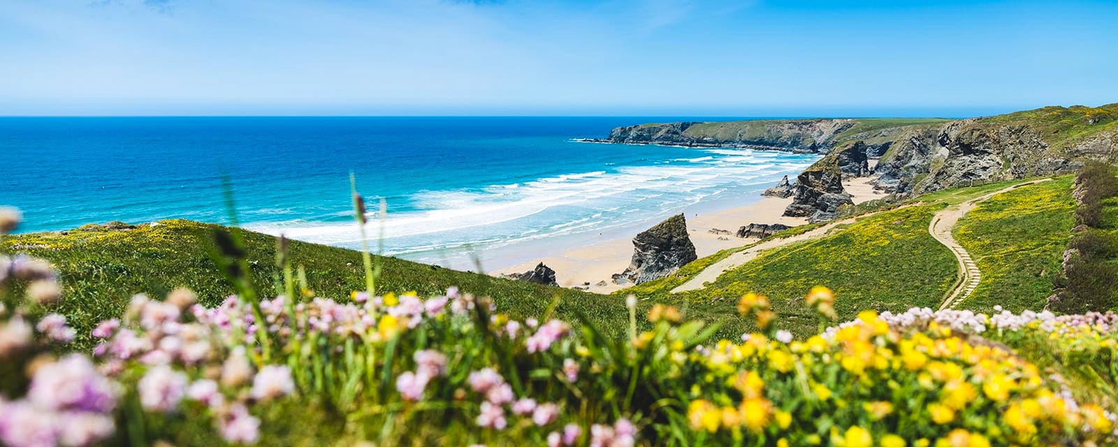 Bedruthan steps on the North coast of Cornwall