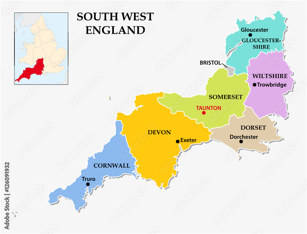 Map of South West England